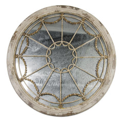 52 Inch Vintage Round Wood Framed Wall Mirror