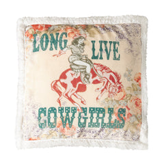 Rodeo Revival Campfire Sherpa Pillow, 18" x 18", Long Live Cowgirls, 1PC