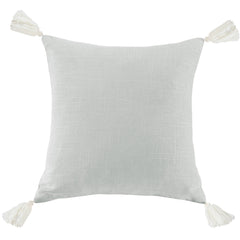 Luna Washed Linen Tasseled Square Pillow, 18" x 18", Light Gray, 1PC