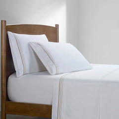 Embroidered Border Sheet Set, Super Queen, Light Gold, 4PC