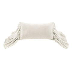 Stella Faux Silk Velvet Long Ruffled Pillow, 14" x 26", Stone, 1PC