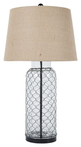 Sharmayne - White - Glass Table Lamp - Wrapped With Wire