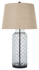 Sharmayne - White - Glass Table Lamp - Wrapped With Wire