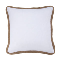 Luna Washed Linen Jute Trimmed Euro Sham, 27" x 27", White, 1PC