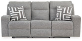 Biscoe - Pewter - Power Reclining Sofa With Adj Headrest