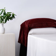 Stella Faux Silk Velvet Waterfall Pillowcase Set, Garnet Red, 2PC