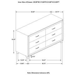 Melody - 6-Drawer Upholstered Dresser