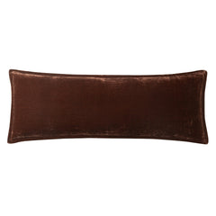 Stella Faux Silk Velvet Long Lumbar Pillow, 14" x 42", Copper Brown, 1PC