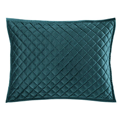 Velvet Diamond Quilted Pillow Sham Set, 21" x 34", Teal, 2PC