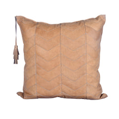 Genuine Leather Chevron Tasseled Throw Pillow, 20" x 20", 1PC