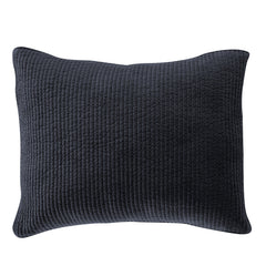 Stonewashed Cotton Velvet Quilted Pillow Sham, 21" x 34", Navy, 1PC
