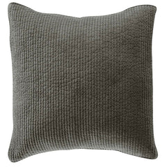 Stonewashed Cotton Velvet Quilted Euro Sham, 27" x 27", Gray, 1PC