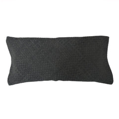 Woven Suede Lumbar Pillow, 14" x 30", Black, 1PC
