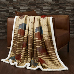 Home on the Range Campfire Sherpa Throw, 54" x 68", 1PC, 6 MOQ