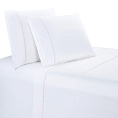 350TC Laurel Embroidered Border Sheet Set, King, Blush, 4PC