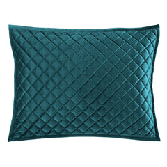 Velvet Diamond Quilted Pillow Sham Set, 21" x 27", Teal, 2PC