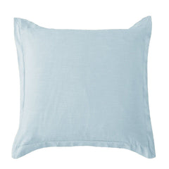 Luna Washed Linen Tailored Euro Sham, 27" x 27", Light Blue, 1PC