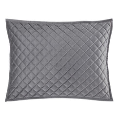 Velvet Diamond Quilted Pillow Sham Set, 21" x 34", Gray, 2PC