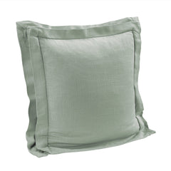 Luna Double Flanged Washed Linen Pillow, 20" x 20", Sage, 1PC