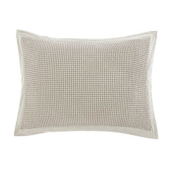 Stonewashed Cotton Waffle Weave Pillow Sham Set, 21" x 34", Light Tan, 2PC