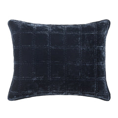 Stella Faux Silk Velvet Double Box Stitch Pillow Sham, 21" x 34", Midnight Blue, 1PC