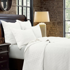Linen Cotton Diamond Quilt Set, Full/Queen, Vintage White, 3PC
