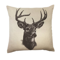 Whitetail Deer Linen Print Throw Pillow , 18" x 18", 1PC