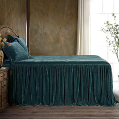 Stella Faux Silk Velvet Bedspread Set, King, Storm Blue, 1PC