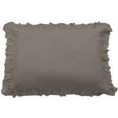 Lily Washed Linen Ruffled Dutch Euro Pillow, 27" x 39", Taupe, 1PC