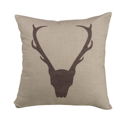 Printed Antler Burlap Throw Pillow, 18" x 18", 1PC