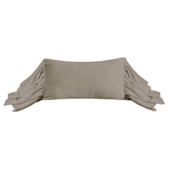 Luna Washed Linen Long Ruffled Pillow, 16" x 26", Taupe, 1PC