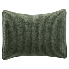 Stonewashed Cotton Velvet Quilted Pillow Sham, 21" x 34", Fern Green, 1PC