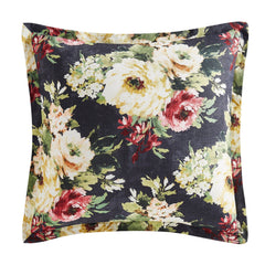 Peony Washed Linen Flanged Euro Sham, 27" x 27", Charcoal, 1PC