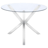 Vance - Round Glass Top Asterisk Dining Table - Chrome