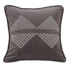 Whistler Embroidered Diamond Gray Velvet Throw Pillow, 18" x 18", 1PC