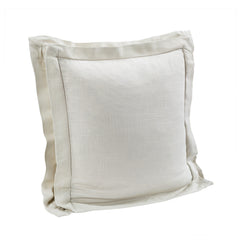 Luna Double Flanged Washed Linen Pillow, 20" x 20", Light Tan, 1PC