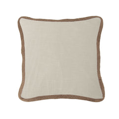 Luna Washed Linen Jute Trimmed Pillow, 20" x 20", Light Tan, 1PC