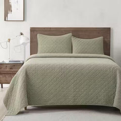 Stonewashed Cotton Gauze Quilt Set, Twin, Celadon, 2PC