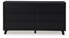 Danziar - Black - Six Drawer Dresser