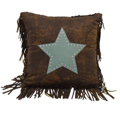 Cheyenne Fringed Star Throw Pillow, 18" x 18", Turquoise, 1PC
