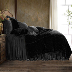 Stella Faux Silk Velvet Bedspread Set, King, Slate, 3PC