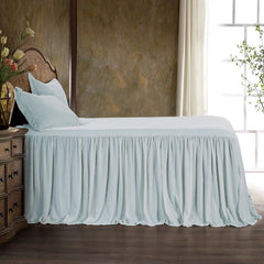 Stella Faux Silk Velvet Bedspread Set, King, Icy Blue, 3PC