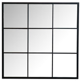 Quetzal - Square Window Pane Wall Mirror - Black