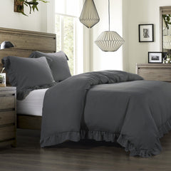Lily Washed Linen Duvet Cover Set, Super King, Slate, 3PC