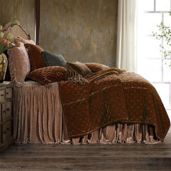 Stella Faux Silk Velvet Bedspread Set, Queen, Dusty Rose, 3PC