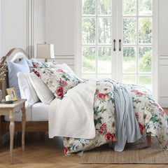 Peony Washed Linen Duvet Cover Set, Super Queen, Blossom, 3PC