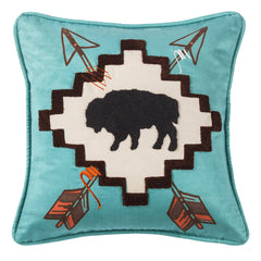 Serape Large Buffalo Throw Pillow with Embroidery Details, 18" x 18", 1PC