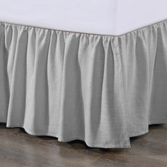 Lily Washed Linen Gathered Bed Skirt, King, Gray, 1PC