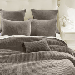 Stonewashed Cotton Velvet Quilt Set, Full/Queen, Taupe, 3PC