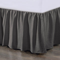Lily Washed Linen Gathered Bed Skirt, King, Slate, 1PC